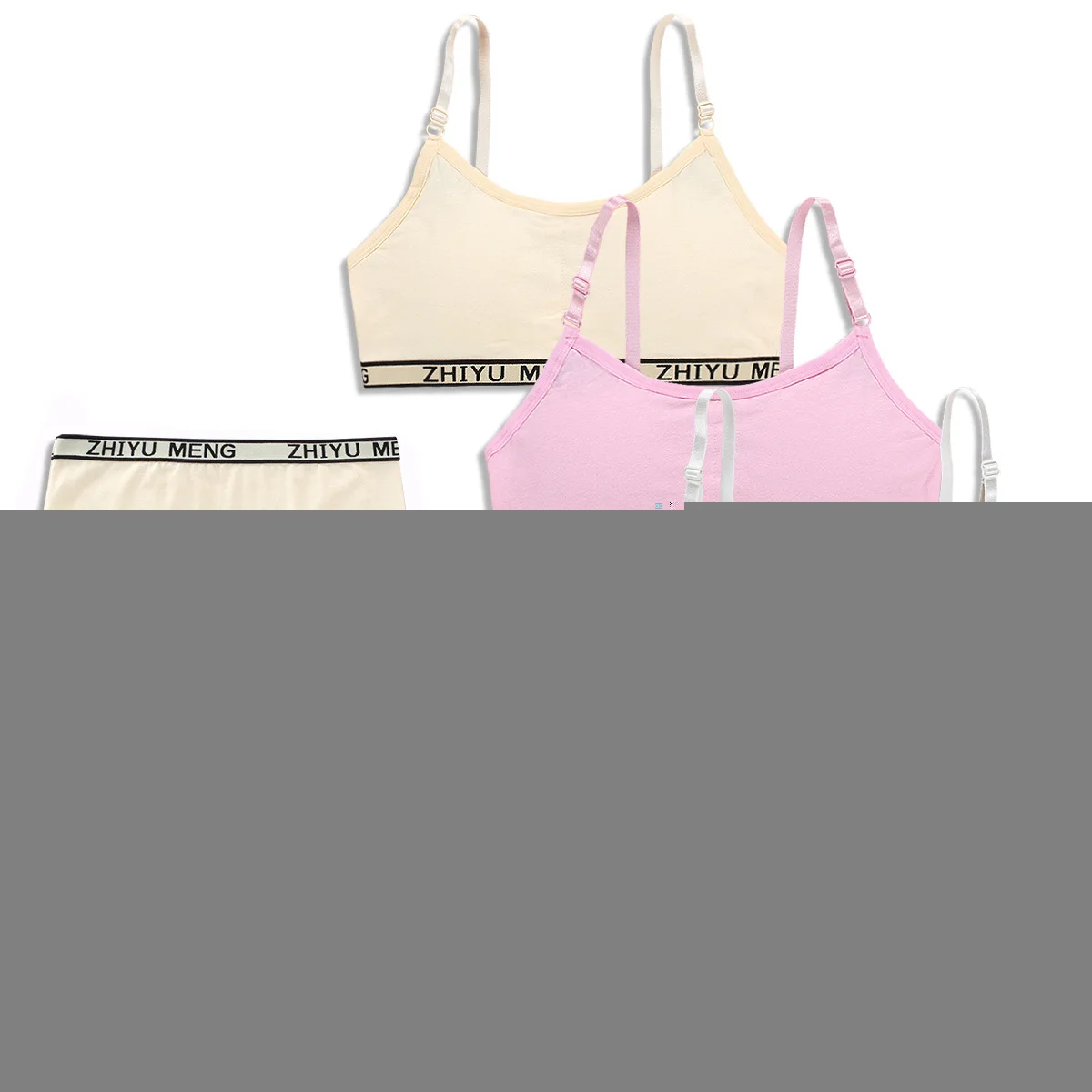 

Cotton Girls Bra and Panty Sets Teenage Girls Cotton Padded Training Bra Brief Kids Sports Bra Panties Underwear Puberty Girls