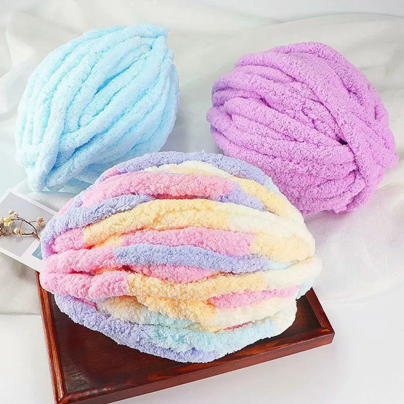 

Soft Thick Chunky Crochet Yarn, Hand Woven Blanket and Bag, DIY Plush Doll Knitting Wool Yarn, Colorful Thread for Knitting 뜨개실