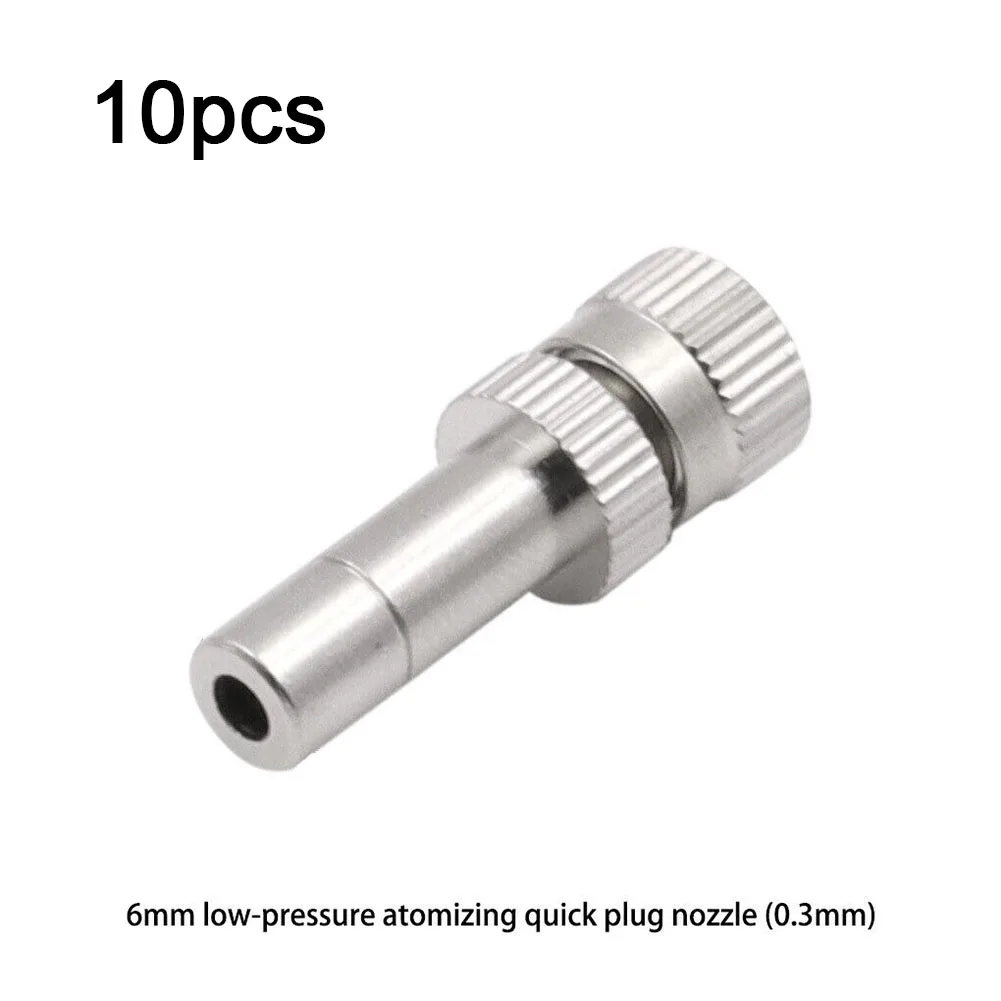 10Pcs 6mm Misting Nozzle Fast Connect Mist Fog Sprayer Spray Nozzles 0.15~0.8mm Misting Sprayers Gardening Irrigation Parts