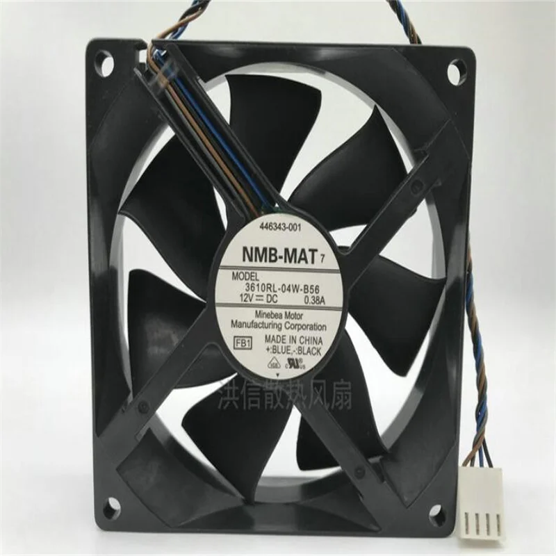 Оригинальный четырехпроводной серверный вентилятор NMB 9025 3610RL-04W-B56 12 В постоянного тока, 0,38 А, 9 см