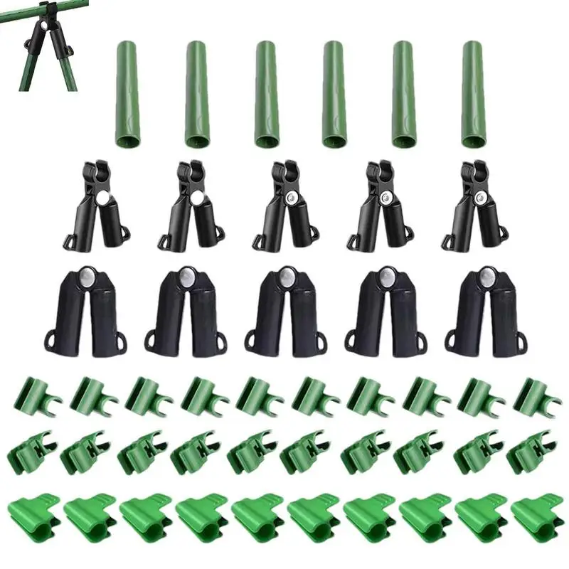 

Plant Support Garden Stakes Set With Connectors Rotatable Clips A-Type Connecting Pipes