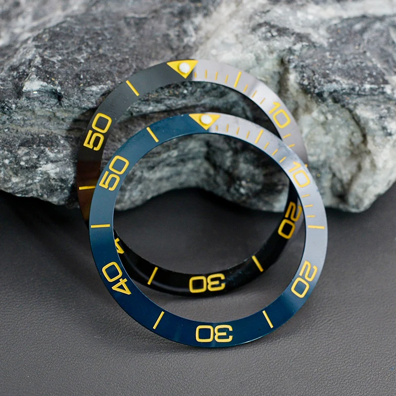 38mm*30.5mm Sloping Ceramic Bezel Diving watch Insert For Mens Watch Replace Accessories Watch Face Watch Bezel Inserts