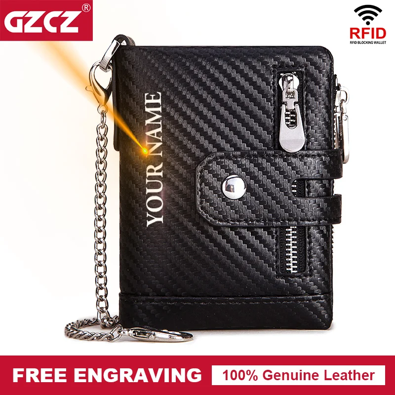 

Carbon Fiber Card Holder Wallets Men Rfid Bifold Leather Short Mini Wallet Small Clutch Money Bag Top Quality Portefeuille Homme