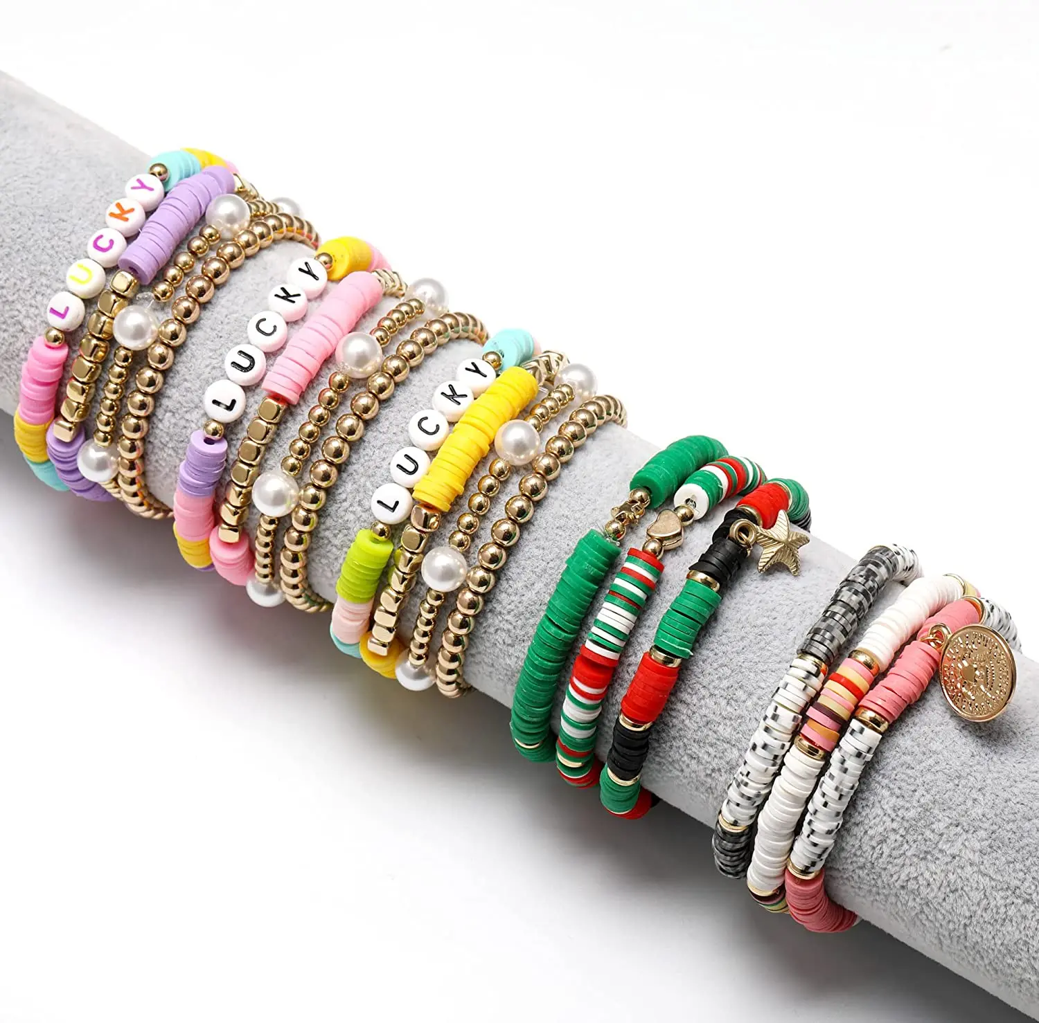 4 шт./компл. Модный Набор браслетов из жемчуга с надписью на удачу женские