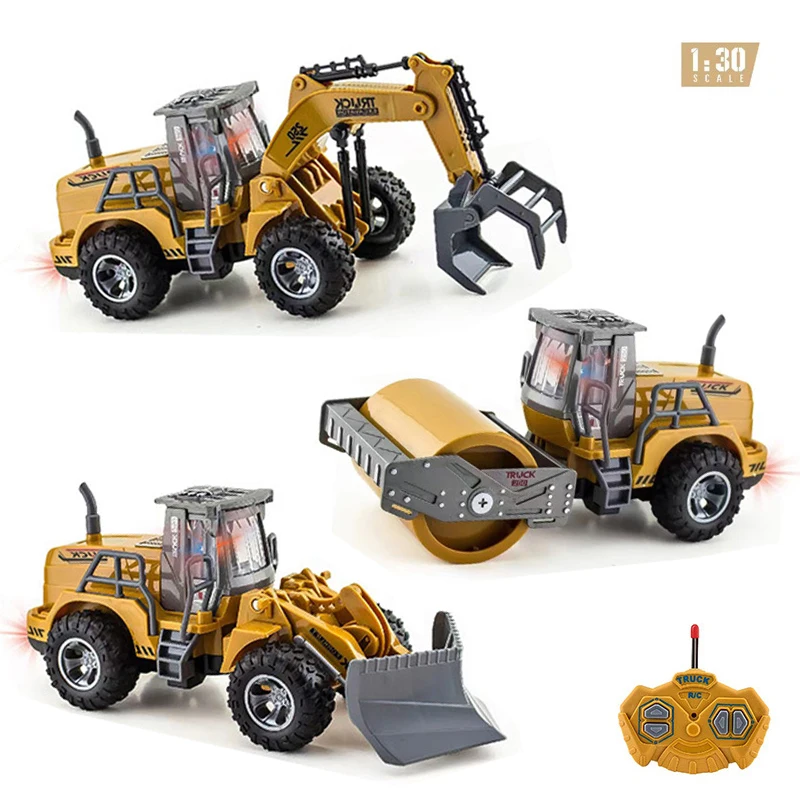 Kids Toy Rc Cars Children Toys For Boys Excavator Bulldozer Roller Radio Control Electric Engineering Vehicle