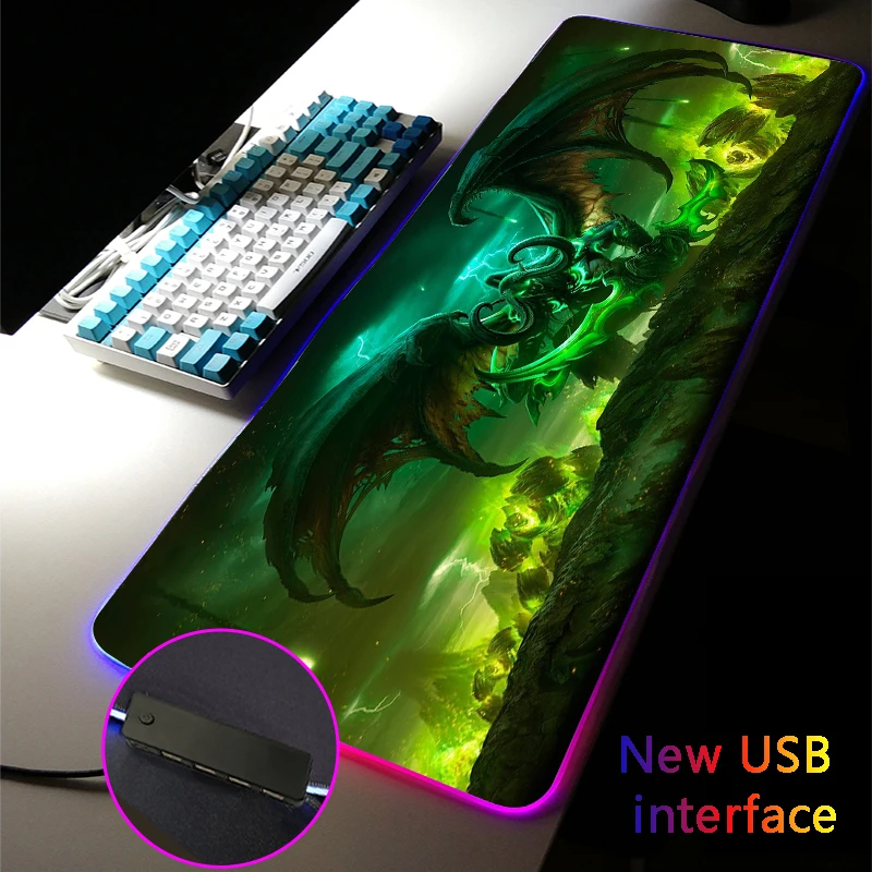 

RGB Mouse Pad Multiple Sizes MousePad Rugs Large Desk Mats Warcraft Gaming Accessories Four USB Docking Typec Interface Carpets