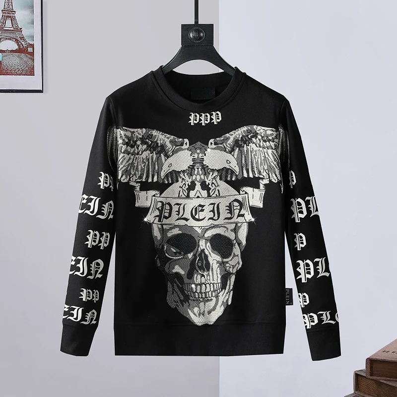 

PP SKULL Brand Men Tops Pullover Plein Sweatshirt Long Sleeve Outer Thermal Cotton Clothing hot drill hip hop street sportswear