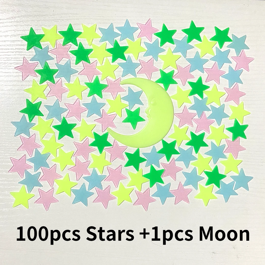 

Флуоресцентные наклейки на стену Luminous Stars Moon 101 шт