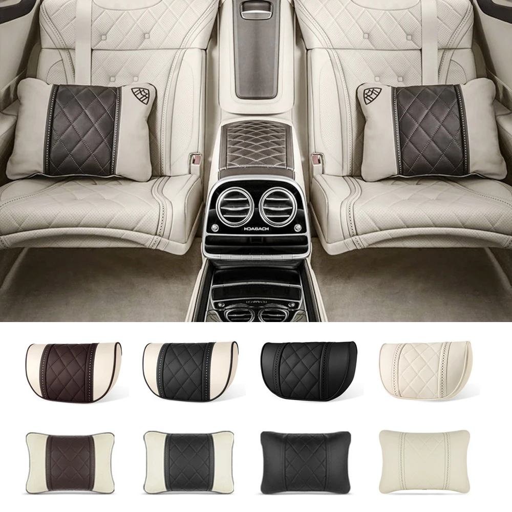 

NAPPA leather Car Seat Rest Cushion Headrest Car Neck Pillows For Mercedes Benz Maybach S-Class headrest lumbar pillow support