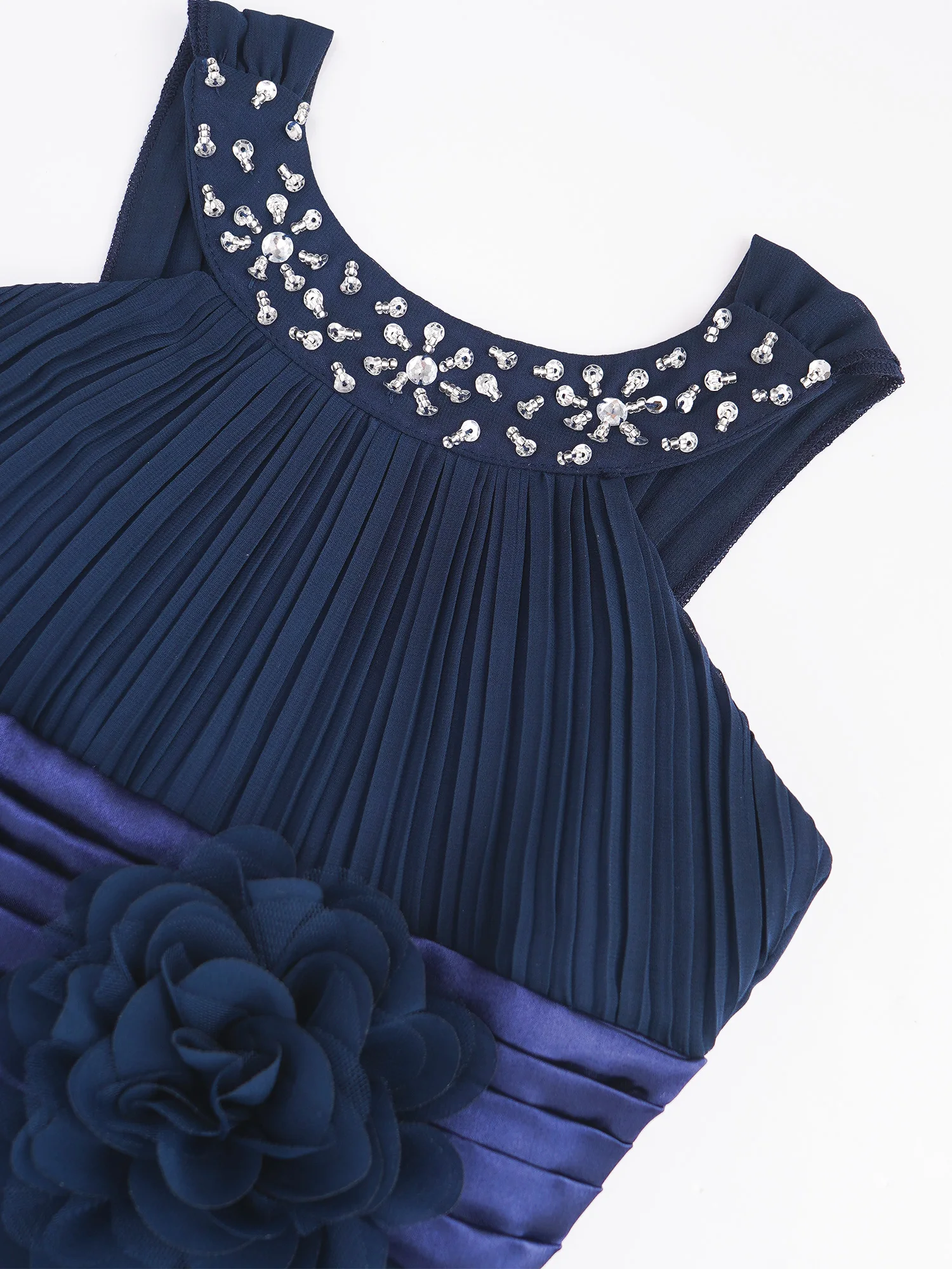 Kids Girls Chiffon Party Dress Sleeveless Shiny Beaded Flower Girls Dresses Elegant Evening Wedding Birthday Party Prom Dress