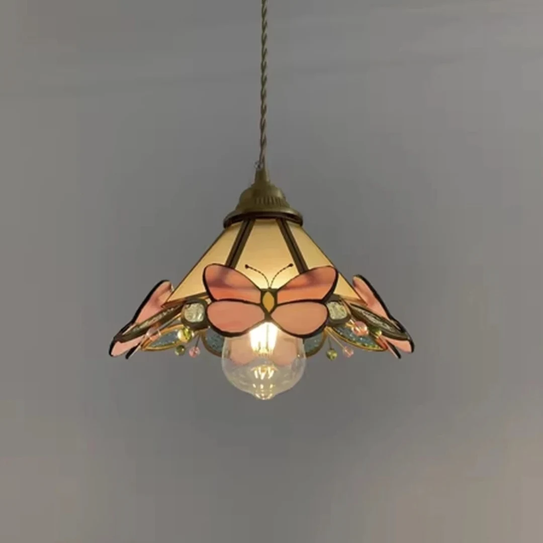 Французская лампа в стиле ретро латунная ручная пайка олова витраж маленькая