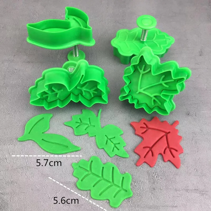 

4Pcs Tree Leaf Pattern Cookie Mold Plastic DIY Biscuit Making Tool Cute Chocolate Candy Cake Baking Supplies Kitchen Accessories