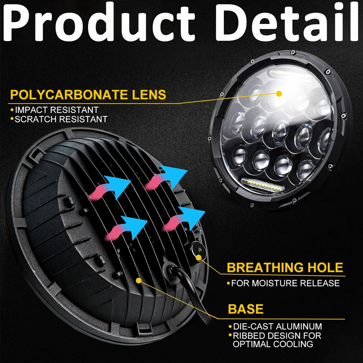 2/1 шт. Детские фары дальнего и ближнего света 7 дюймов 75 Вт