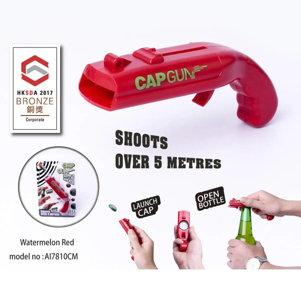 

Portable Cap Gun Creative Flying Cap Launcher Bottle Beer Opener Bar Tool Drink Opening Gun Shaped Bottle Lids Kitchen Tools