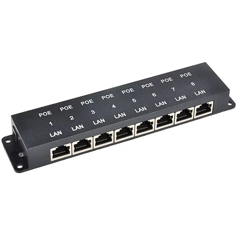 Фото ABRI-2X POE-8 Пассивный 8-портовый PoE-инжектор 100 Мбит/с, блок питания Ethernet для IP-камер, беспроводных точек доступа, устройств PoE 24В/48В №3