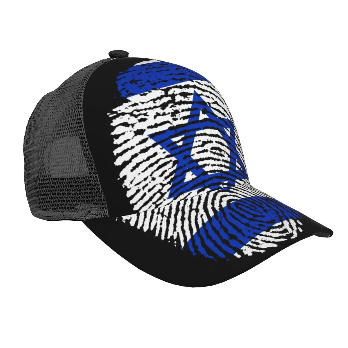 

Unisex Cap Casual Mesh Baseball Cap Israel Flag Finger Print Adjustable Snapback Hat For Hip Hop Trucker Cap
