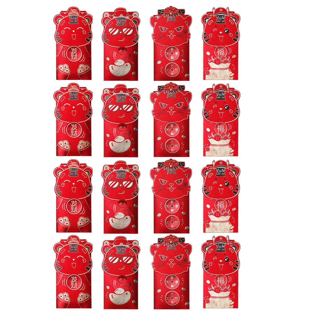 

16Pcs Decorative Chinese Style Red Envelopes Tiger Elements Red Envelopes