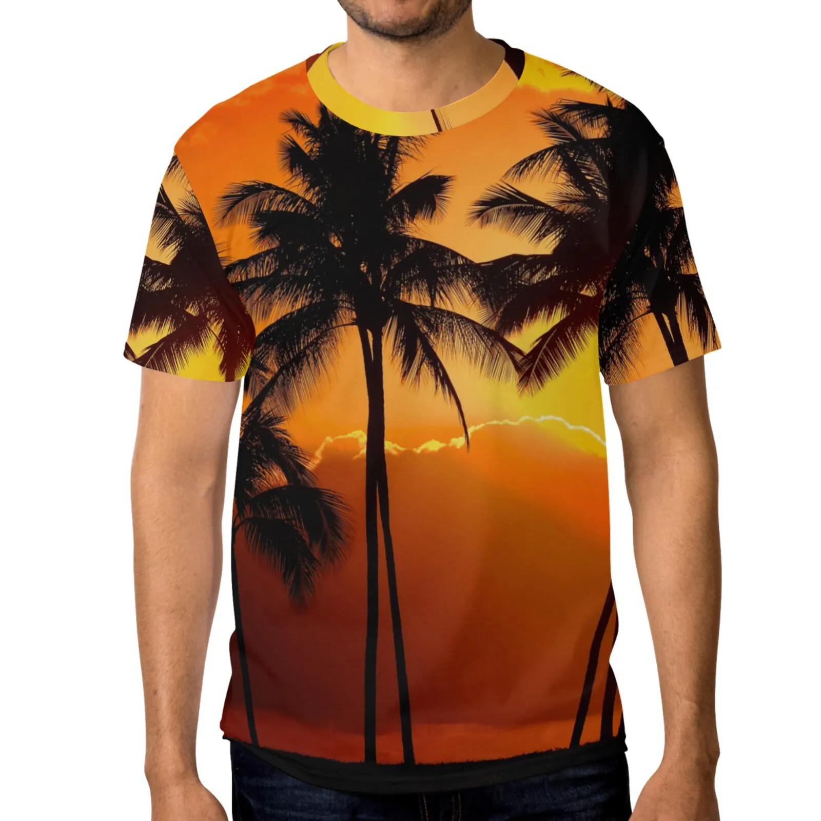 Летняя модная мужская футболка с коротким рукавом для пары 3D пляжная удобная и