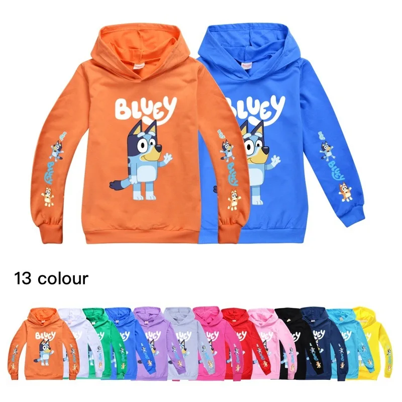 2024 Bluey Children'S Clothing Dog Print Pattern Hoodie Long Sleeved Pullover Girl'S Top Boy'S Sweater Gift