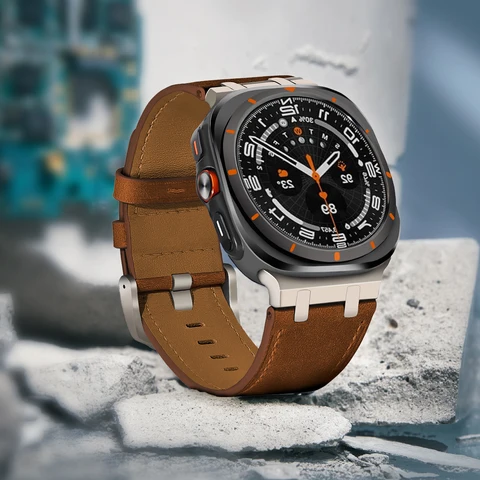 Кожаный ремешок для Samsung Galaxy Watch 7 Ultra CAOWTAN