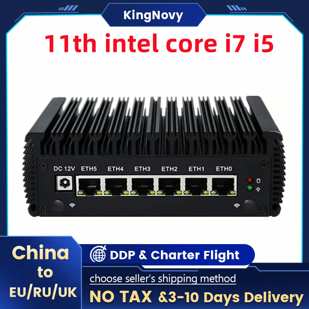 

Fanless Industrial NUC Router 6 LAN Intel Core i7 1165G7 i5 1135G7 Firewall Appliance Gigabit Ethernet AES-NI LTE pfSense VPN