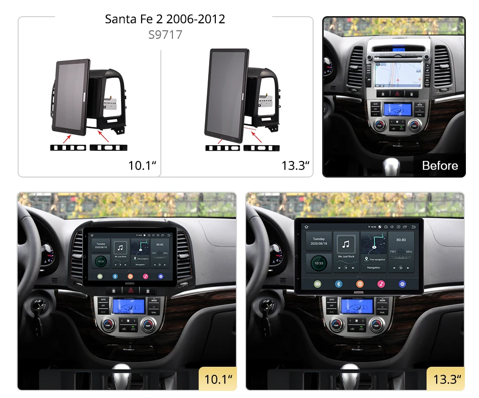 13.3 Inch 1920*1080 Ownice Android 10.0 Car Radio for Hyundai Santa Fe 2 2006-2012 GPS Auto Audio Stereo Player Rotatable - купить по