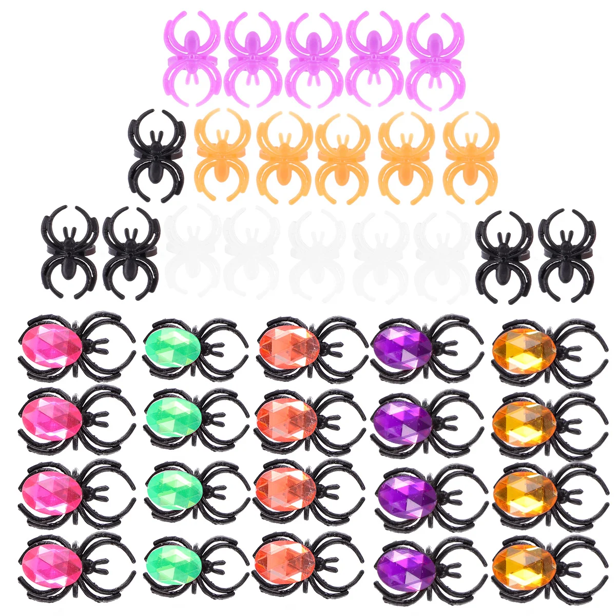 

50 шт. кольца-пауки, бриллианты, искусственные сувениры для детей, пластиковые пакеты, Хэллоуин, детские игрушки оптом