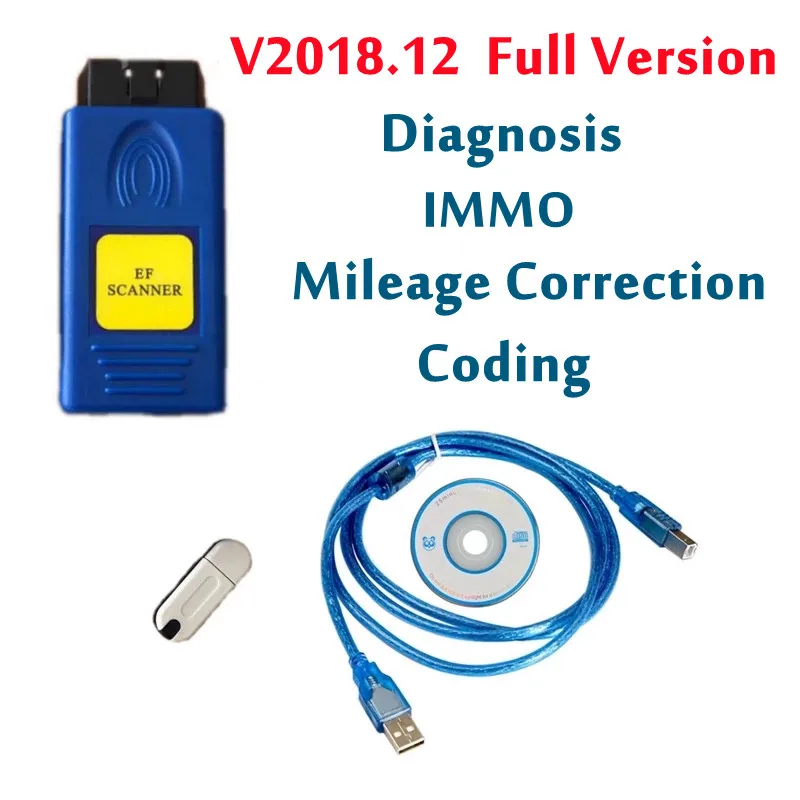 Best quality V2018.12 E/F Scanner II Full Version for BMW EF Scanner OBDII Diagnosis + IMMO + Mileage Correction +Coding 2018.12