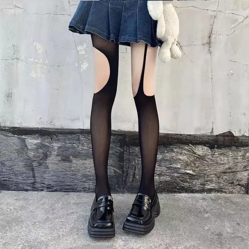 Готические Асимметричные чулки женские леггинсы в стиле &quotЛолита&quot сетчатые