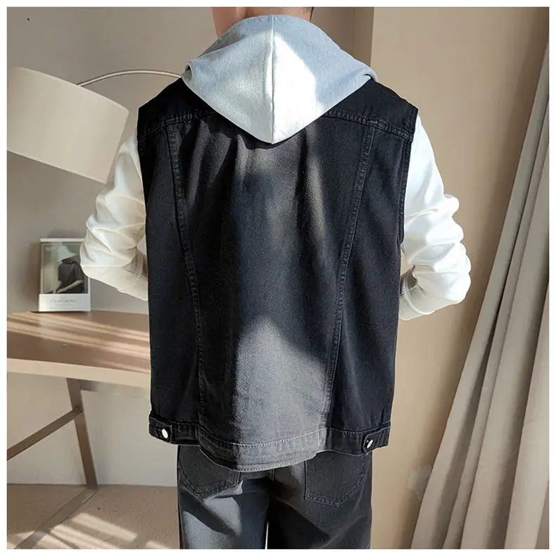 Джинсовая безрукавка BANNAJI Мужская повседневный стильный жилет модная винтажная