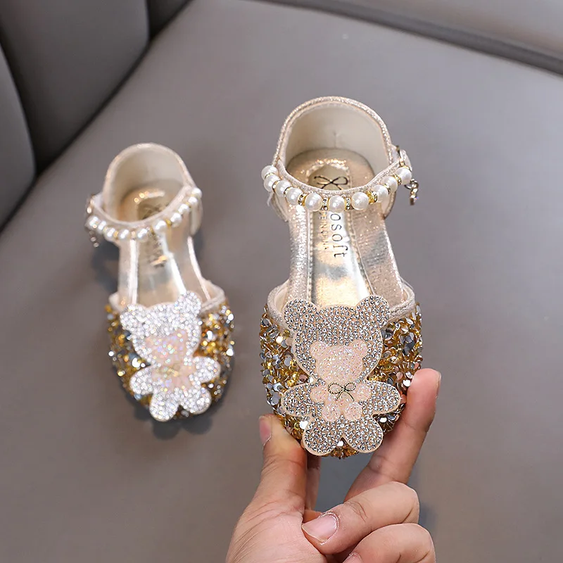 Детская обувь для девочек модные элегантные блестящие свадебные сандалии