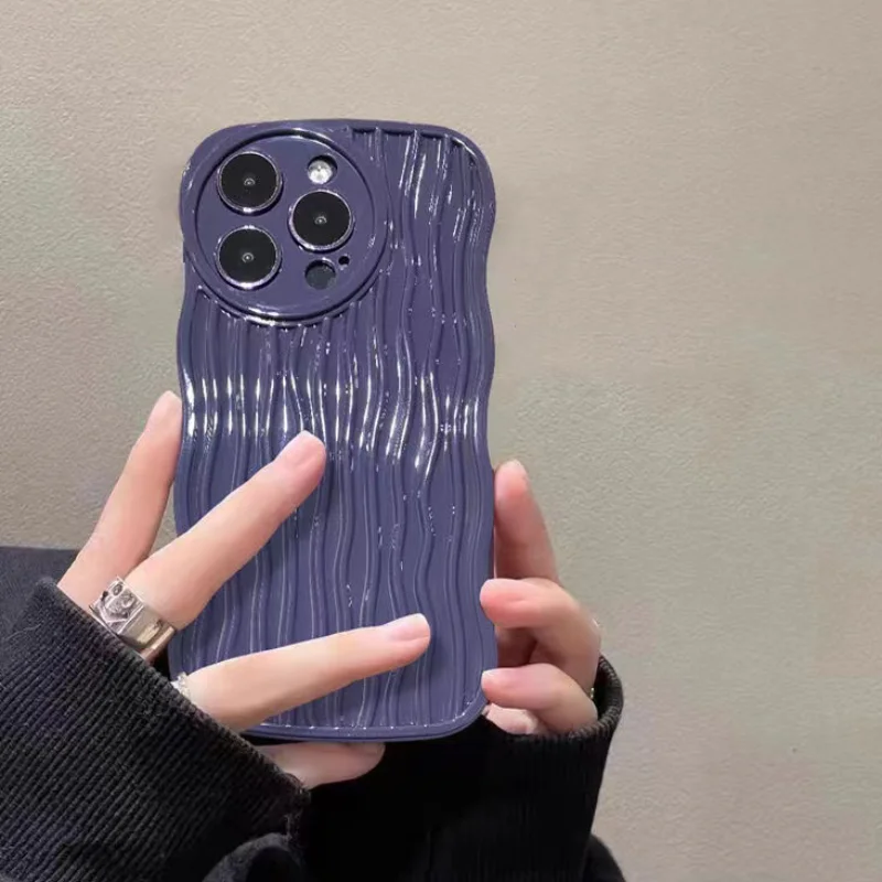 

Fashion Cute Curly Wave Silicone Case For iPhone 11 12 13 14 ProMax 7 8 Plus X XR XS Shockproof Lens Protetcive Phone Cover Capa
