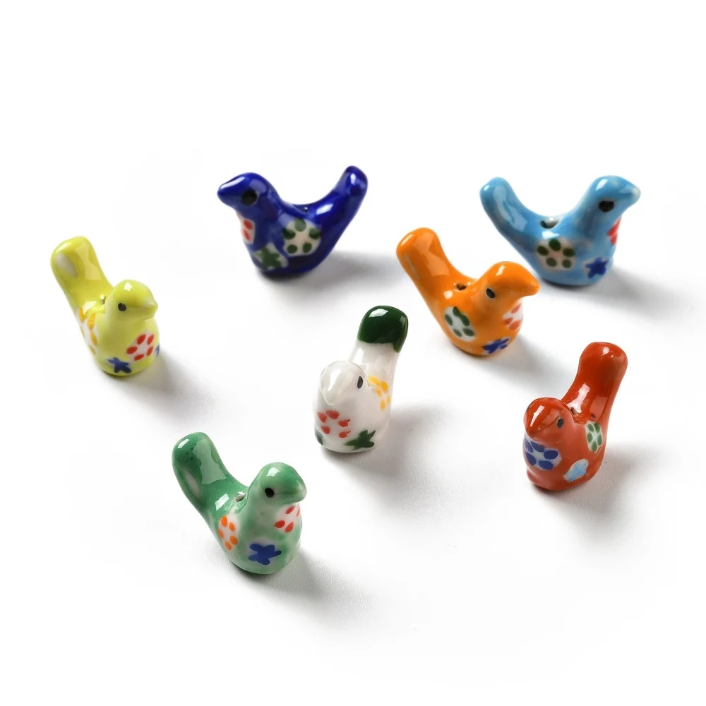 

10Pcs Porcelain Ceramic Pigeon Beads Lovely Colorful Birds Porcelain Beads for DIY Jewelry Charms Beads 12.5~13x17~19x7~8.5mm