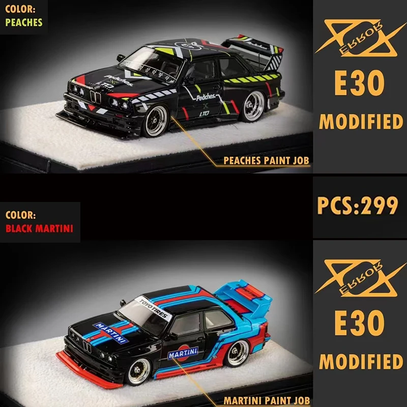 

404Error 1/64 Model Car BMW E30 M3 Zwing Wide Body BOSS Resin Vehicle Display Peaches & Black Martini Coating Limited 299 PCS