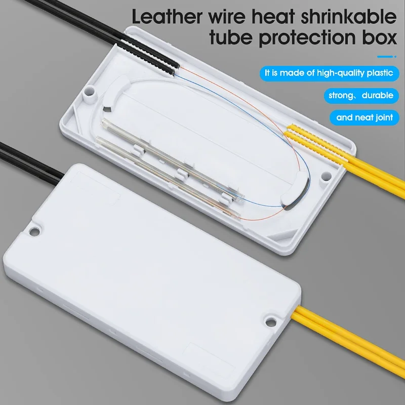 10pcs Drop Cable Protection Box Optical Fiber Heat Shrink Tubing To Protect Splice Tray 2 Into Out