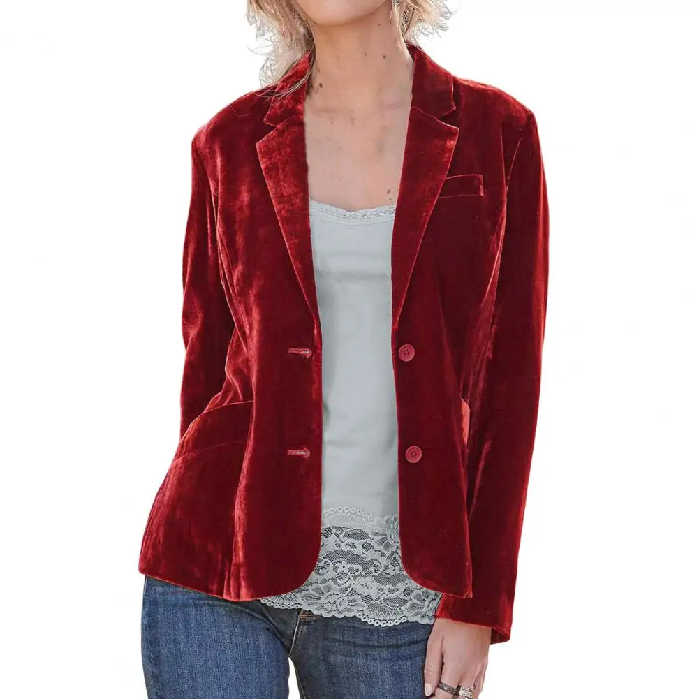 

Blazer Lapel Solid Color Long Sleeves Warm Buttons Notch Collar Loose Autumn Coat Jacket for Women Tops Retro Clothes Women
