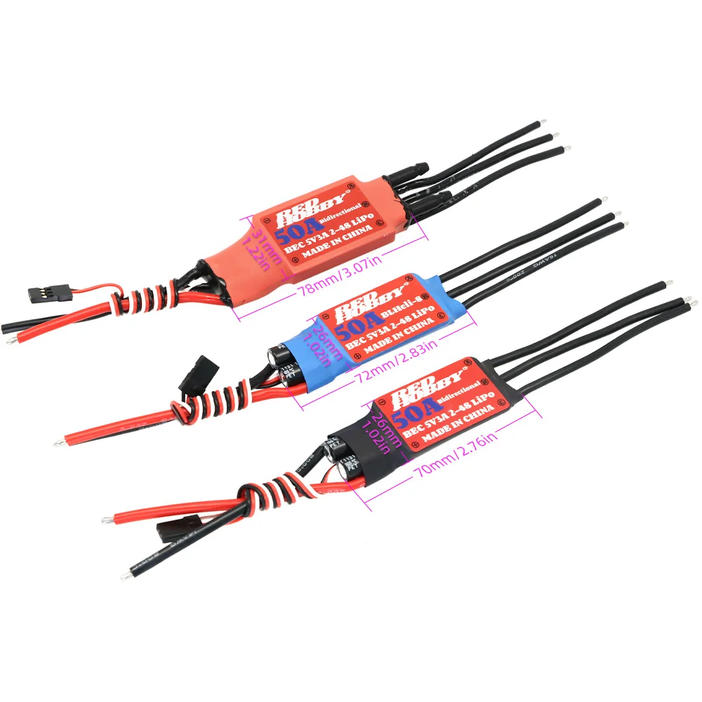 Фото RedHobby двунаправленный бесщеточный ESC BLheli-S 50A для дистанционного управления самолетом, автомобиля, корабля, пневматический подводный пропеллер №3