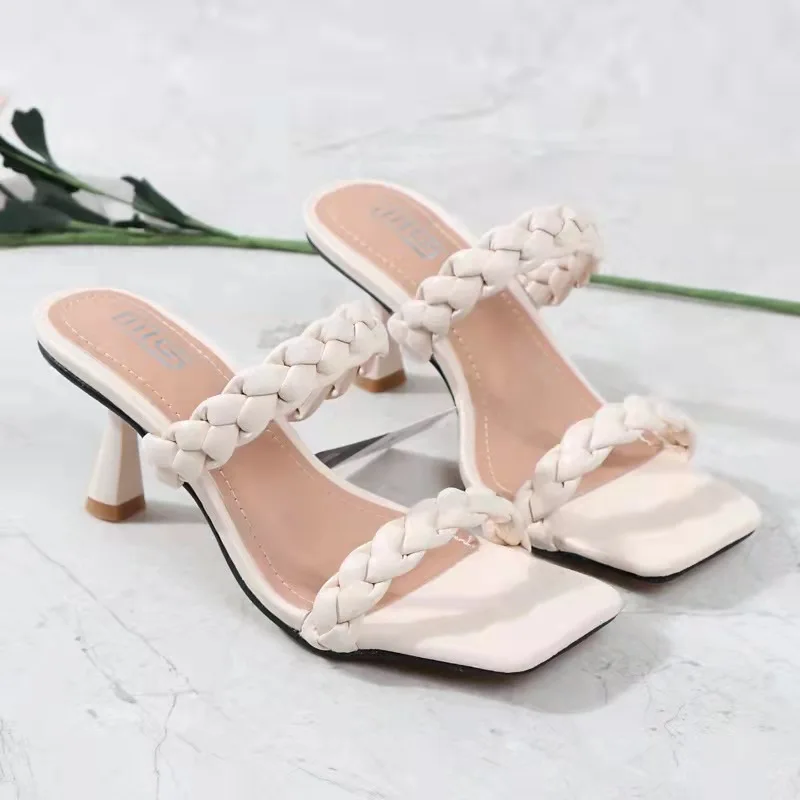 

2022 New Summer Women Sandals Open Toe Square Head Casual Hight Heel Sexy Slipper Luxury Designer Shoes Elegant Party Sandals