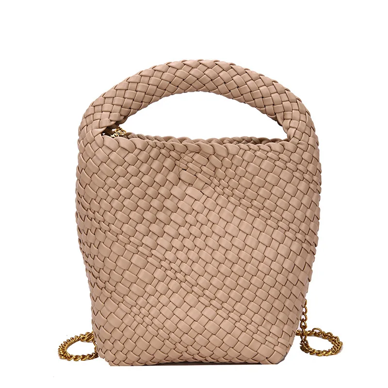 Niche Hand-Woven Women's Soft Leather Large Capacity Portable Cross-Body Elegant High-Grade Shoulder Commuter Bag