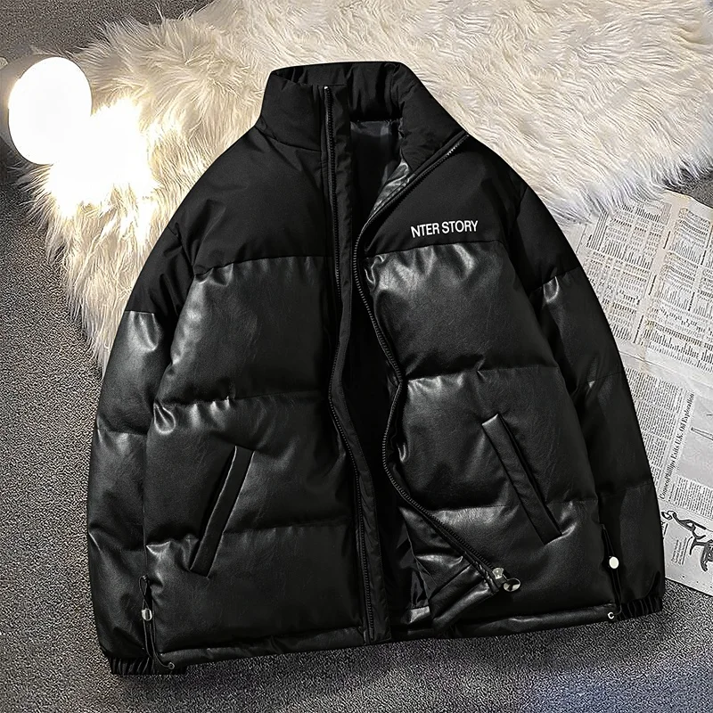Мужчины PU кожаные парки толстые теплые пальто Winter Jacket Men New Men's Thickened Cotton Jacket Roupas Masculinas Coats Men