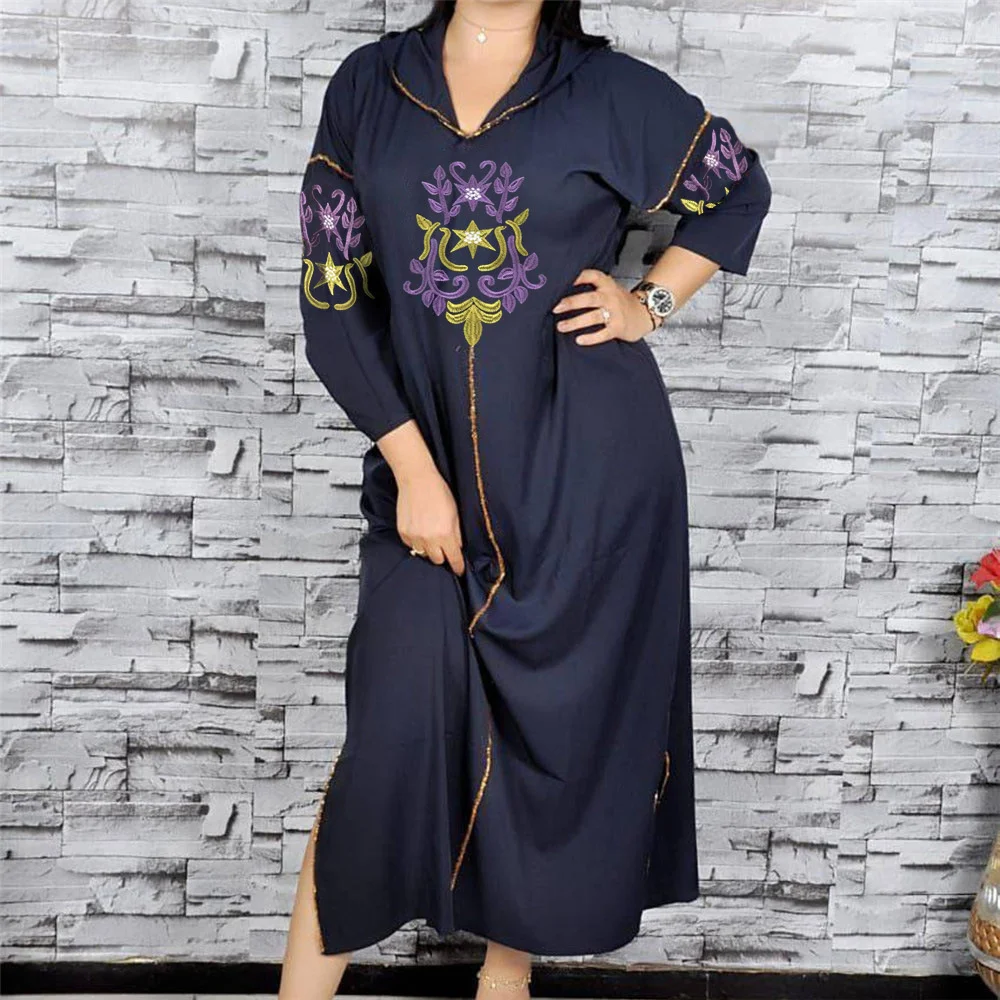 

Ethnic style light mature leisure Muslim ethnic style gown popular new floral hooded long dress women