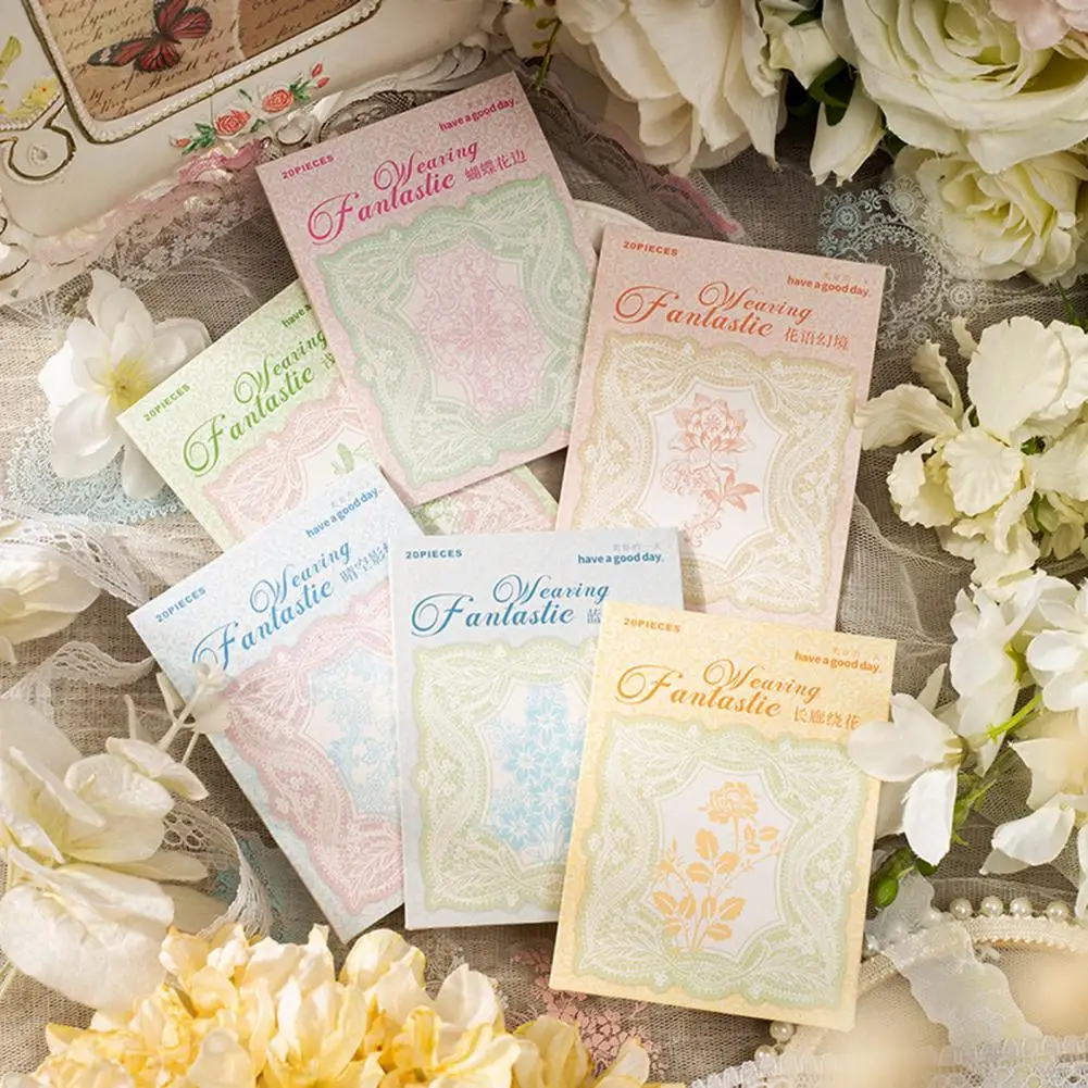 

20Pcs Scrapbook Stickers Butterfly Flowers Lace Flowers DIY Hand Account Journal Album Decorative Stickers Student Stationery