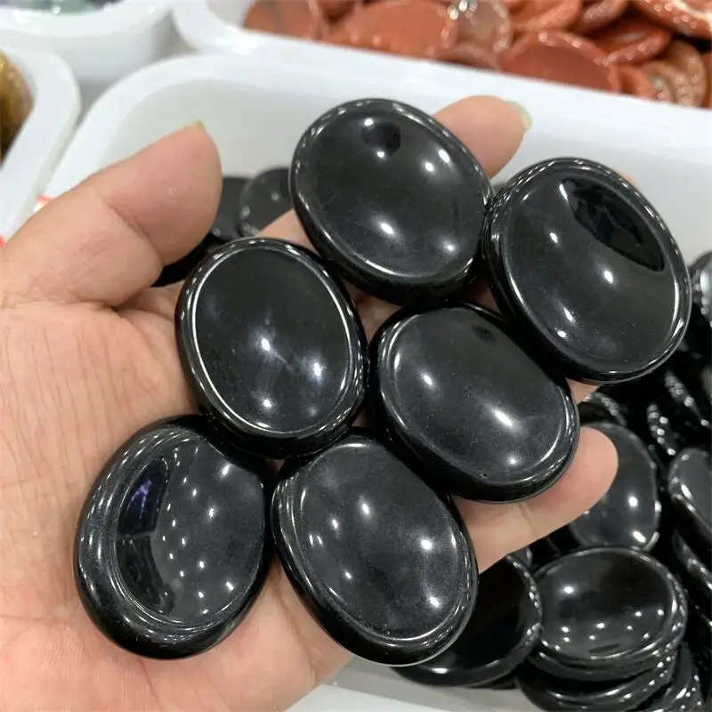 

5pcs Natural Obsidian Gemstone Reiki Healing Crystal Mineral Stone Worry Feng Shui Thumb Massage Stone