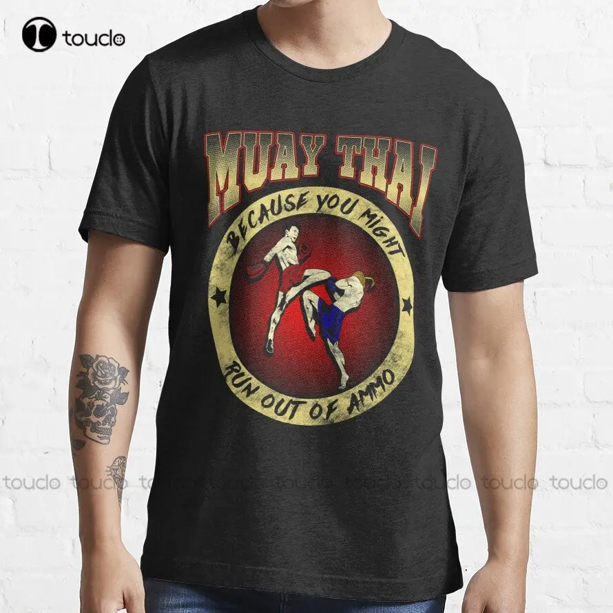 

Футболка Muay Thai с надписью «Потому что вы можете закончить боеприпасы», трендовые футболки для мальчиков, уличные простые винтажные повседневные футболки, реальный подарок
