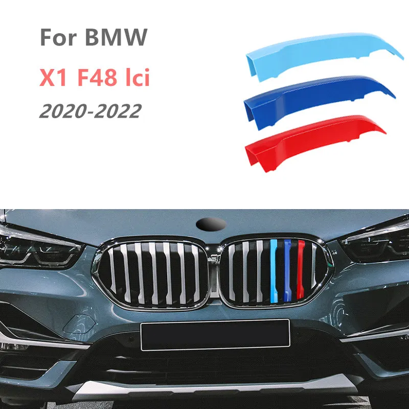 

Передняя решетка автомобиля, отделочные полосы, крышка гриля 3D для BMW X1 F48 F49 2016-2019 F48 2020-2022(8 стержней), декоративные детали, аксессуары