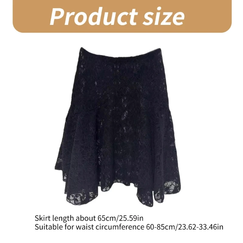 95AB Fairycore многослойная асимметричная прозрачная кружевная юбка-миди с цветочным