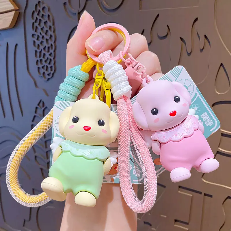 Розовый нагрудник с рисунком Белль щенок крылья ангела брелок для ключей сумка