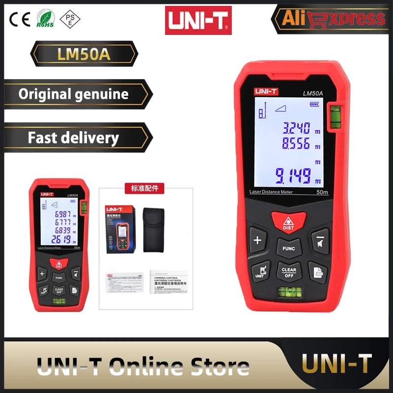 

UNI-T лазерный дальномер LM50A LM70A LM100A LM120A, с 2,0 дисплеем, 99 функций хранения данных