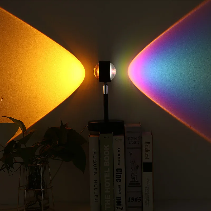 

LED Light Atmosphere Lamp Projector Double Head Night Lights Lamps Rechargeable Photography Background Decoration Source Tool