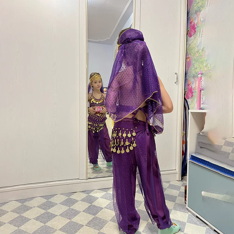 Детский Восточный танцевальный костюм для девочек индийский танца живота 6